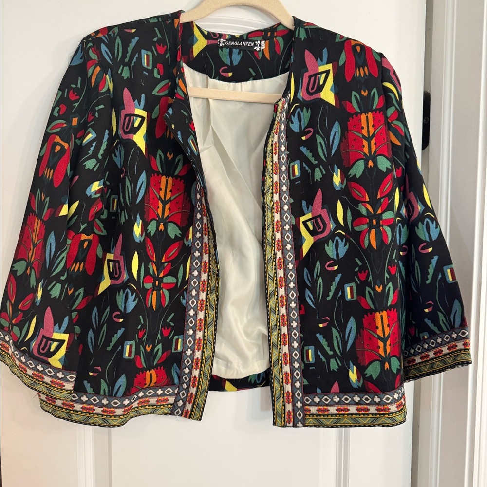 Women's Embroidered Jacket / 3/4 sleeve / XXL